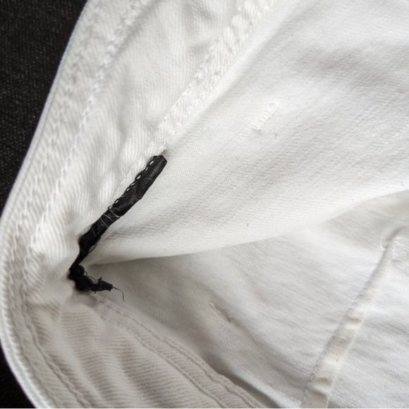 Zara The Marine Straight White Raw Hem Wide Leg High Waist Jeans - Picture 7 of 11